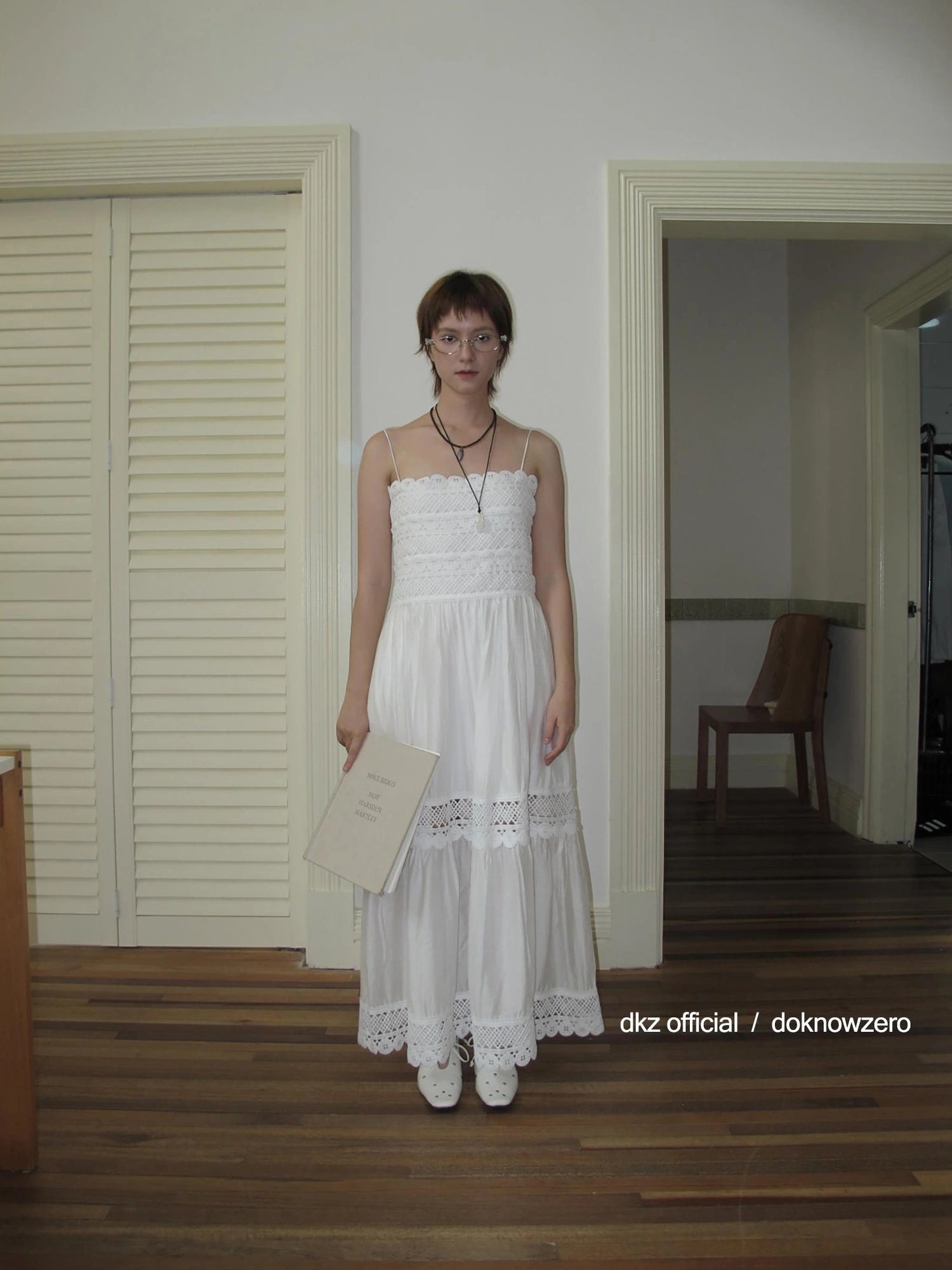 French Lace Slip Dress With Hollow Waist