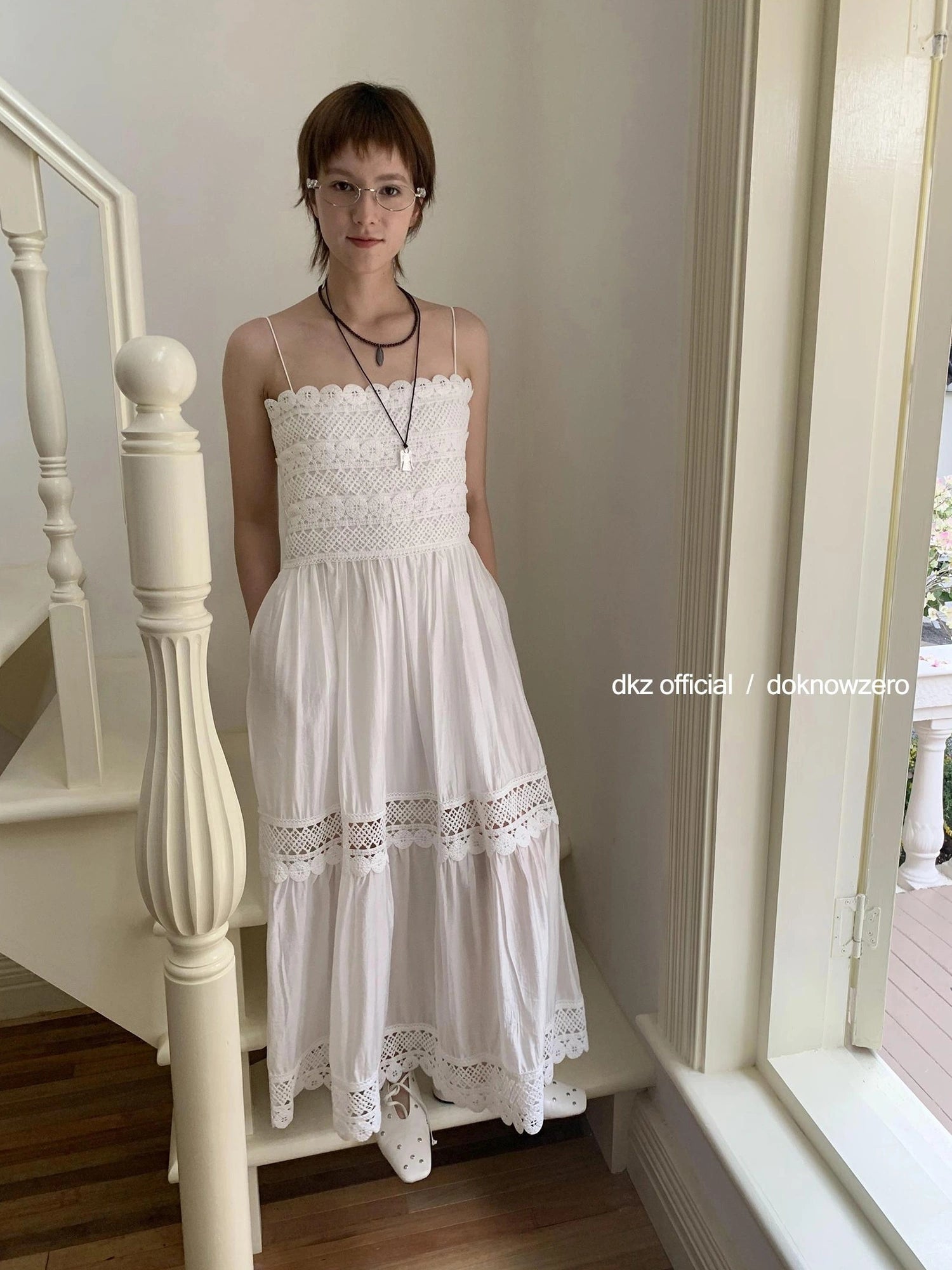French Lace Slip Dress With Hollow Waist