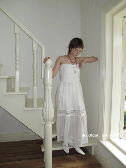 French Lace Slip Dress With Hollow Waist