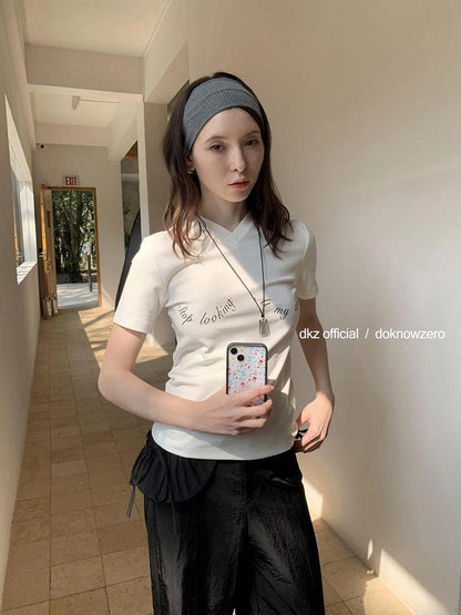 DKZ OFFICIAL Fun Print Slogan Short Sleeve T-Shirt