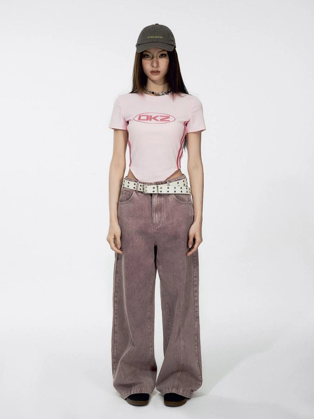 DKZ OFFICIAL Gradient Logo Cropped Tee In Pink