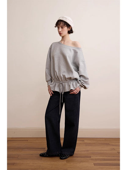 DKZ_OFFICIAL_Gray_Asymmetrical_Shoulder_Pullover_With_Split_Hem_MISSTT