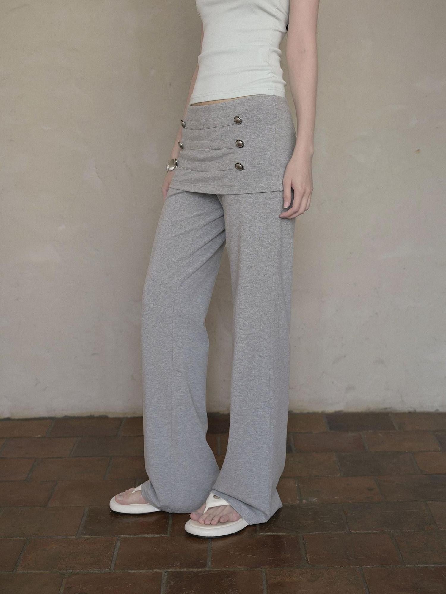 DKZ OFFICIAL Gray Biker Fold Over Waist Button Women&