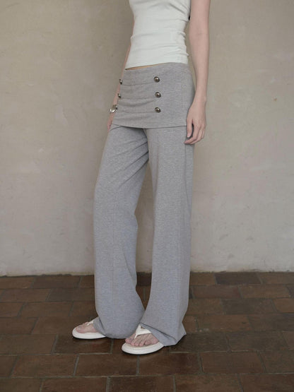 DKZ OFFICIAL Gray Biker Fold Over Waist Button Women&