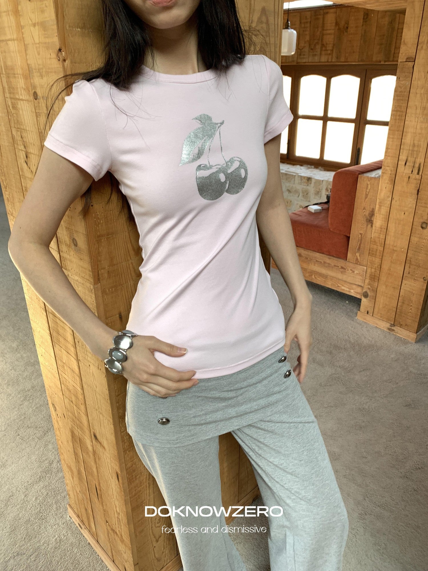 DKZ OFFICIAL Gray Biker Fold Over Waist Button Women&