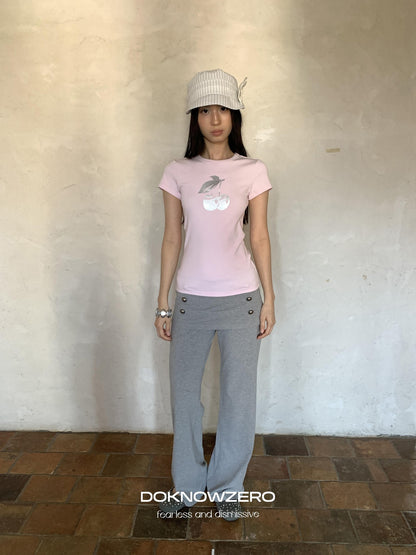DKZ OFFICIAL Gray Biker Fold Over Waist Button Women&
