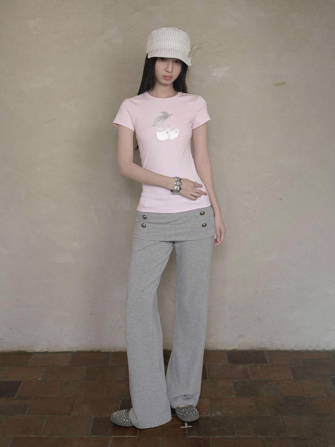 DKZ OFFICIAL Gray Biker Fold Over Waist Button Women&