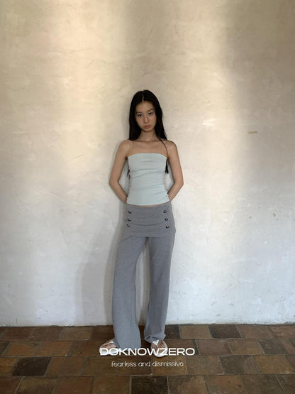 DKZ OFFICIAL Gray Biker Fold Over Waist Button Women&