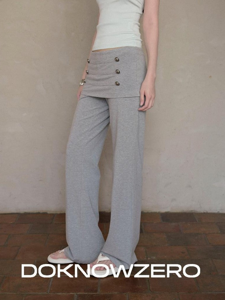 DKZ OFFICIAL Gray Biker Fold Over Waist Button Women&