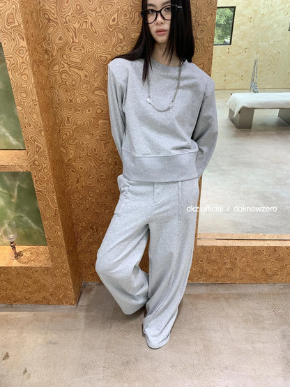 DKZ OFFICIAL Gray Crewneck Sweatshirt With Shoulder Pads