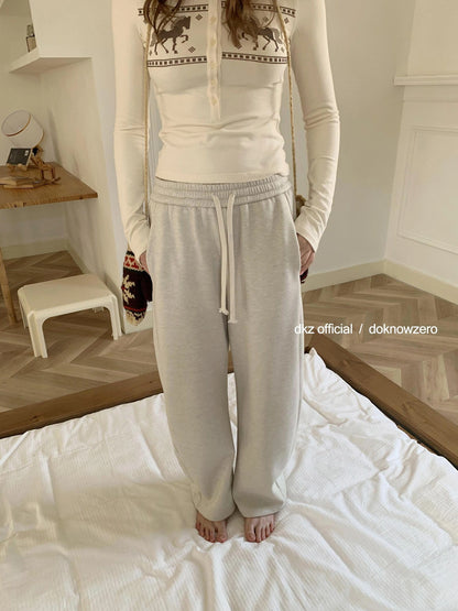 Gray Drawstring Fleece Lined Arc Sweatpants For Women