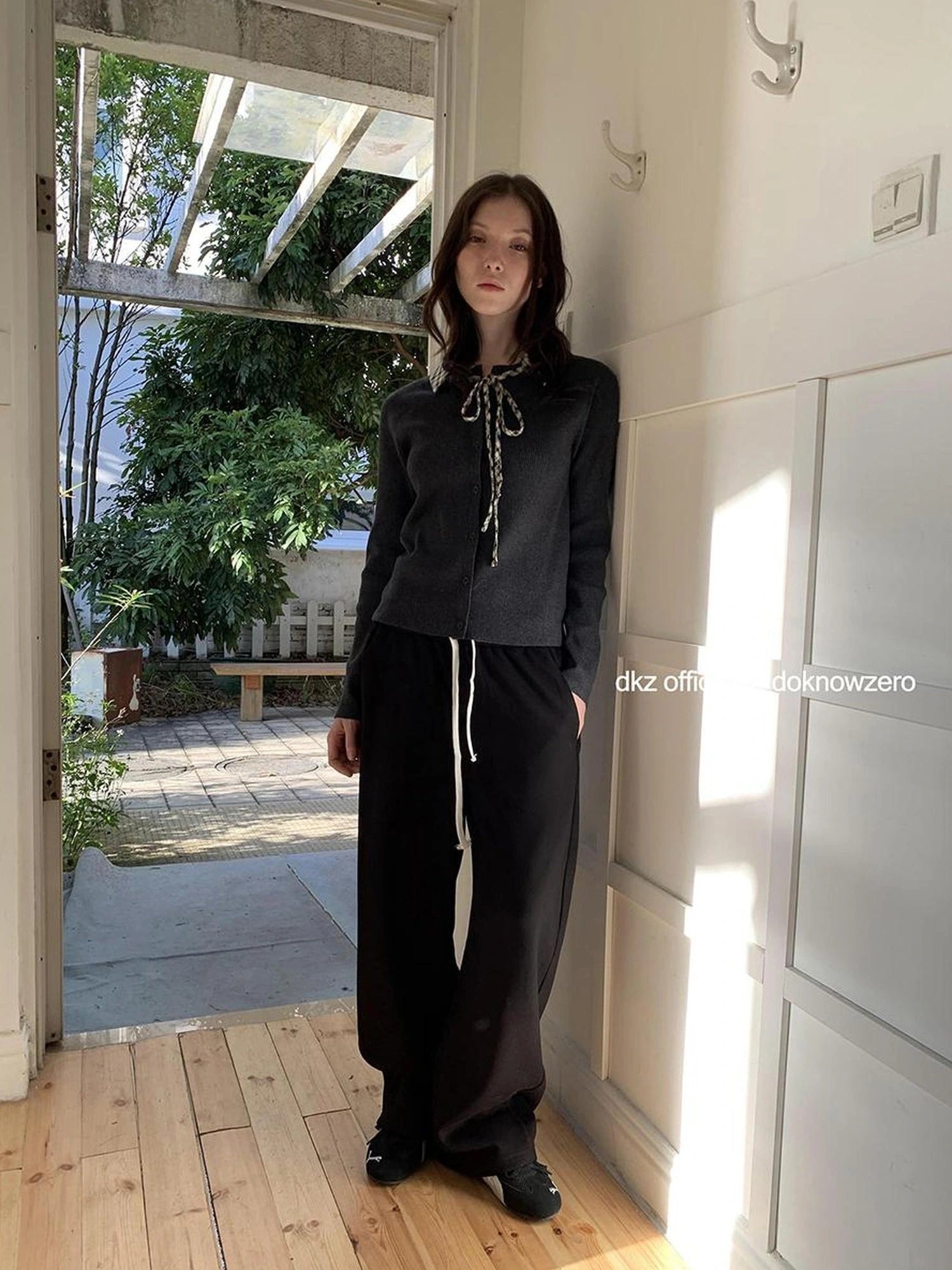 Gray Drawstring Fleece Lined Arc Sweatpants For Women