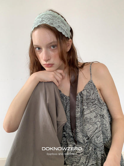 DKZ OFFICIAL Gray Floral Print Asymmetric Drawstring Women&
