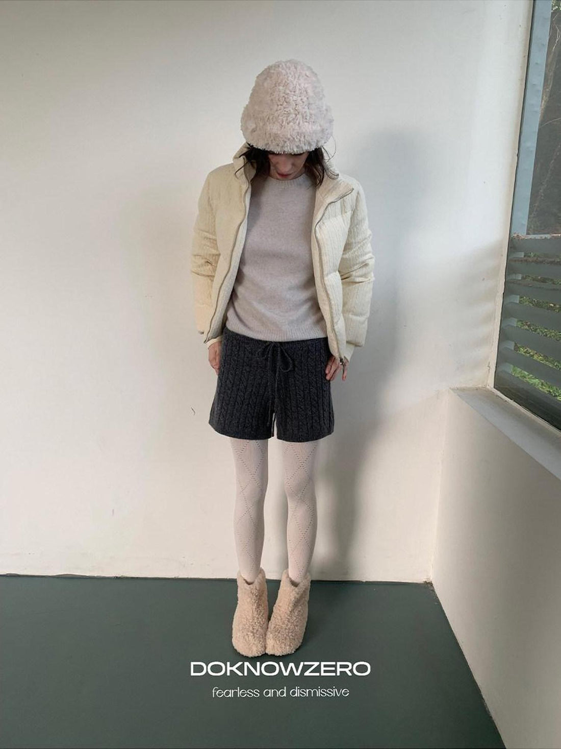 DKZ OFFICIAL Gray Knit Drawstring Natural Waist Slim Fit Women&