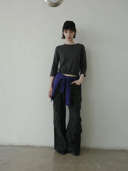 DKZ OFFICIAL Gray Multi Pocket Cargo Pants For Women Loose Fit Retro Long Pants