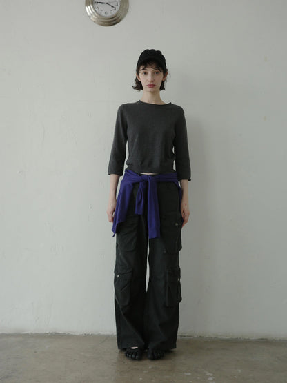 DKZ OFFICIAL Gray Multi Pocket Cargo Pants For Women Loose Fit Retro Long Pants