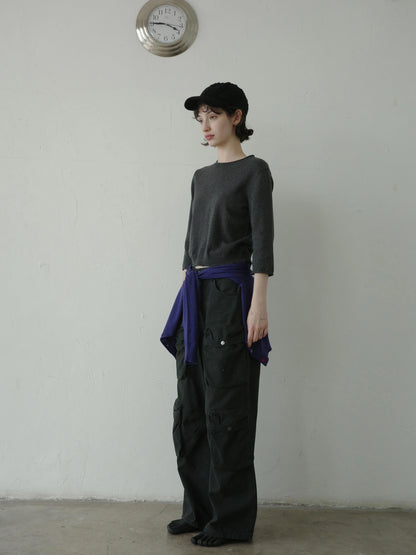 DKZ OFFICIAL Gray Multi Pocket Cargo Pants For Women Loose Fit Retro Long Pants