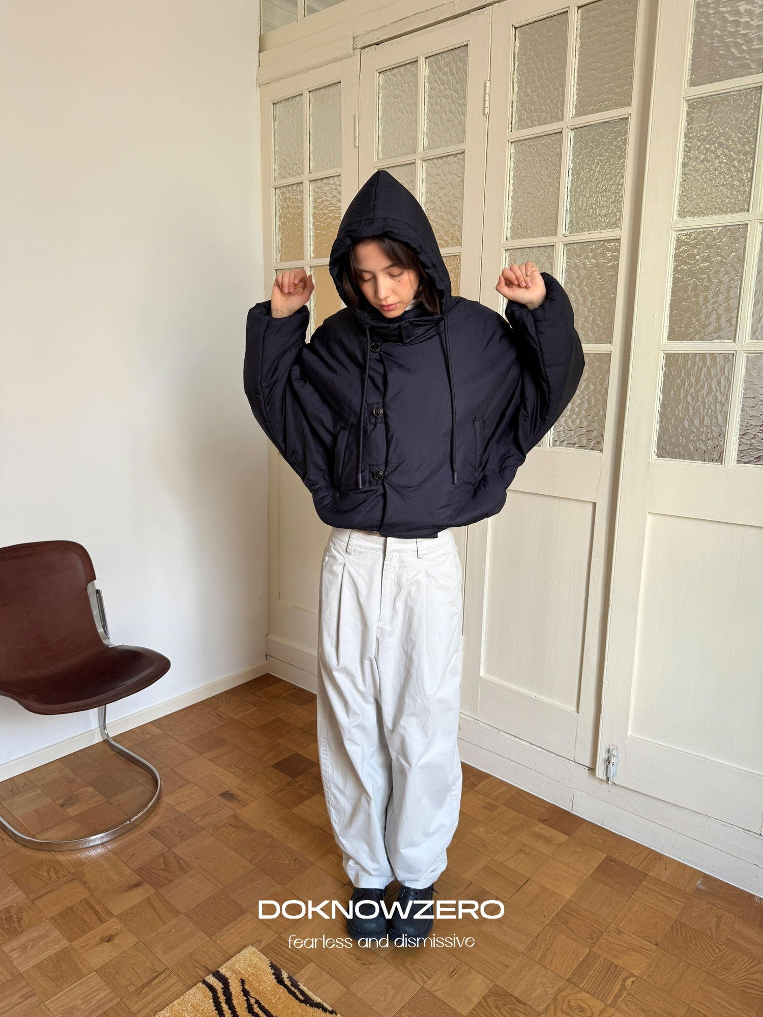 DKZ OFFICIAL Gray Pleated Tapered Fleece Lined Women&