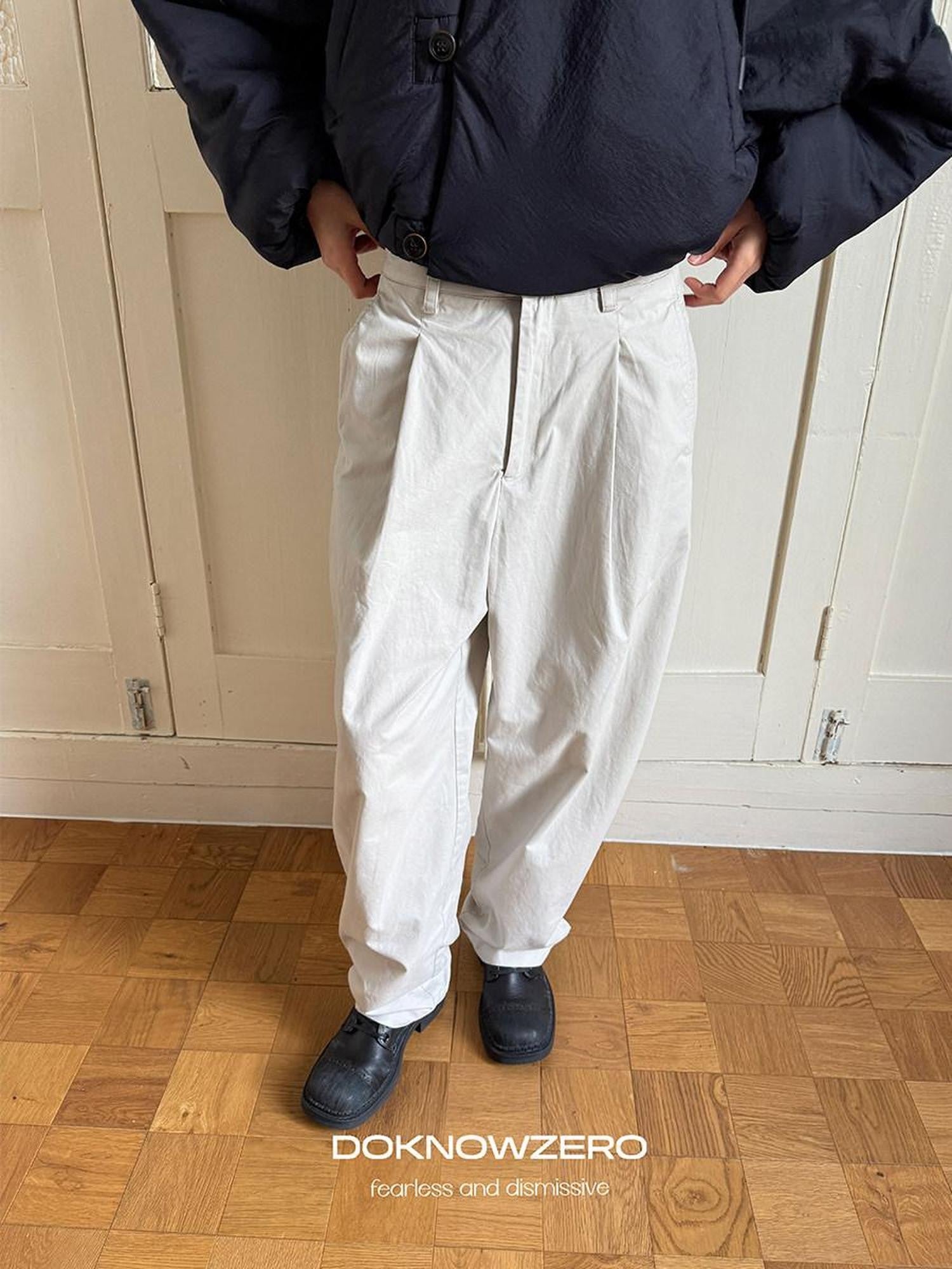DKZ OFFICIAL Gray Pleated Tapered Fleece Lined Women&