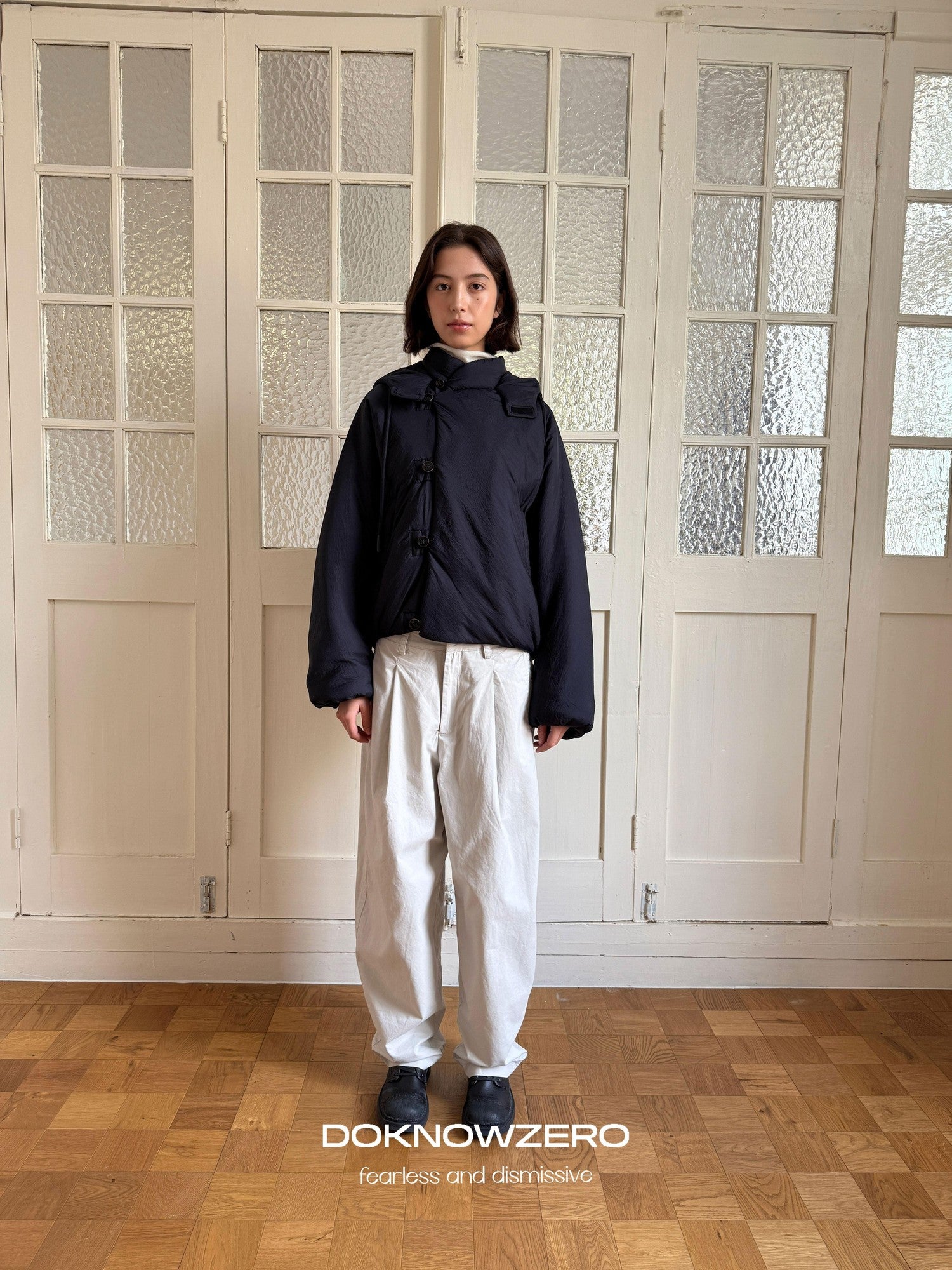 DKZ OFFICIAL Gray Pleated Tapered Fleece Lined Women&