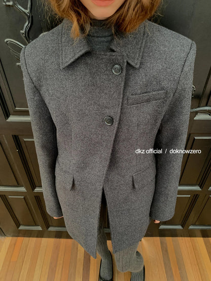 DKZ OFFICIAL Gray Retro Quilted Blazer And Midi Skirt Set