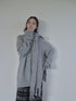 DKZ_OFFICIAL_Gray_V-neck_Oversized_Lazy_Knit_With_Scarf_Women&