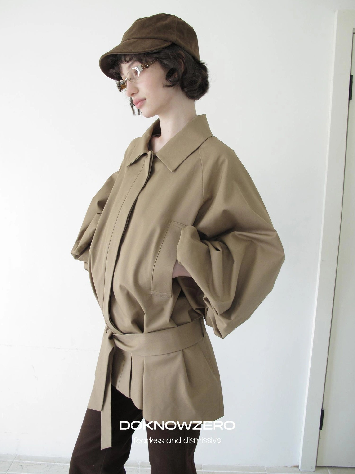 DKZ OFFICIAL Greek Aesthetic Lantern Sleeve Trench Coat