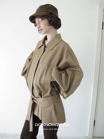 DKZ OFFICIAL Greek Aesthetic Lantern Sleeve Trench Coat