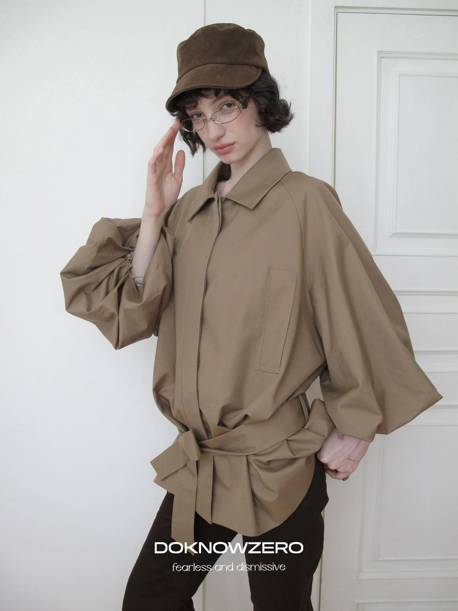 DKZ OFFICIAL Greek Aesthetic Lantern Sleeve Trench Coat