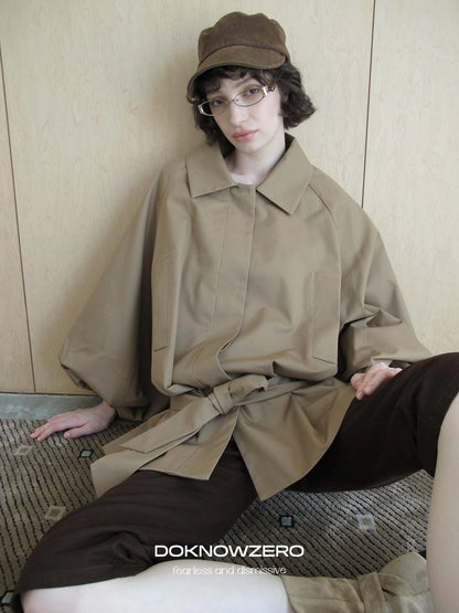 DKZ OFFICIAL Greek Aesthetic Lantern Sleeve Trench Coat