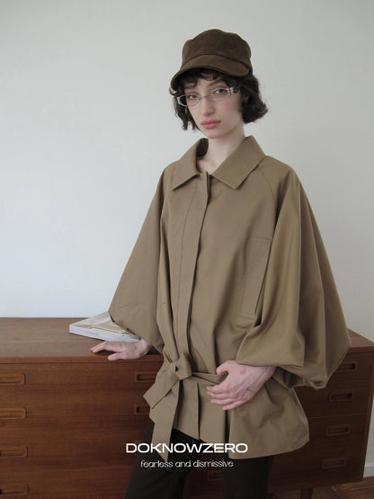 DKZ OFFICIAL Greek Aesthetic Lantern Sleeve Trench Coat