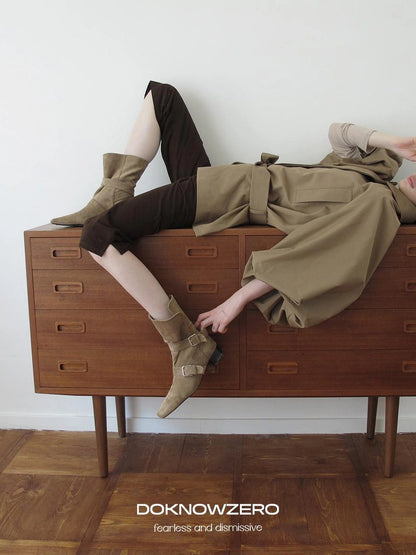 DKZ OFFICIAL Greek Aesthetic Lantern Sleeve Trench Coat