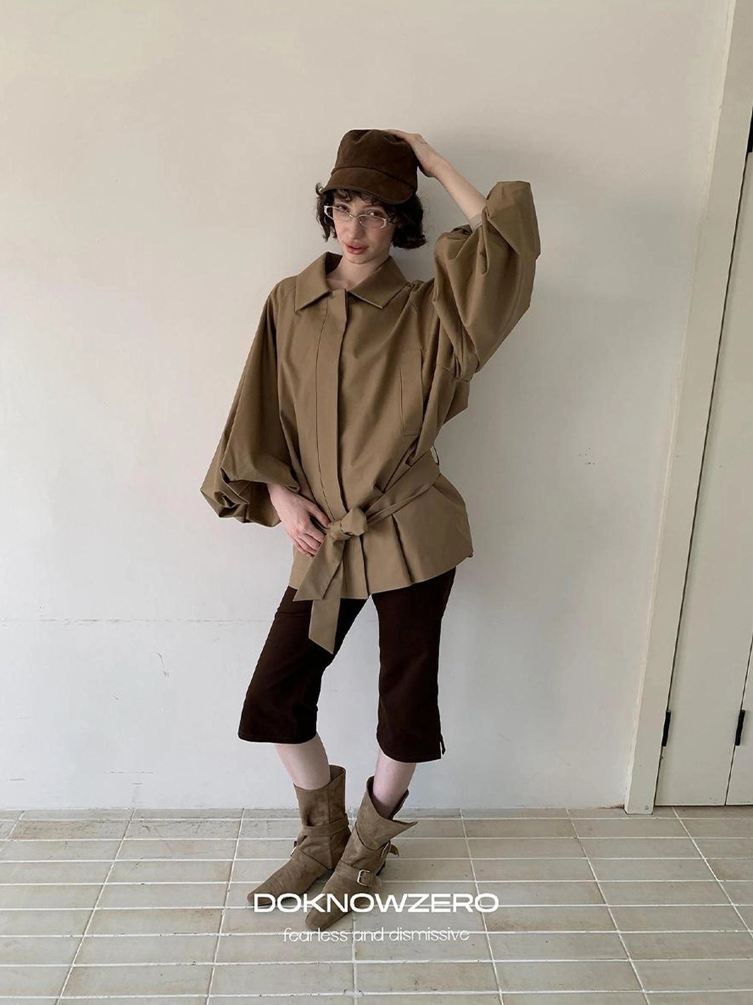 DKZ OFFICIAL Greek Aesthetic Lantern Sleeve Trench Coat