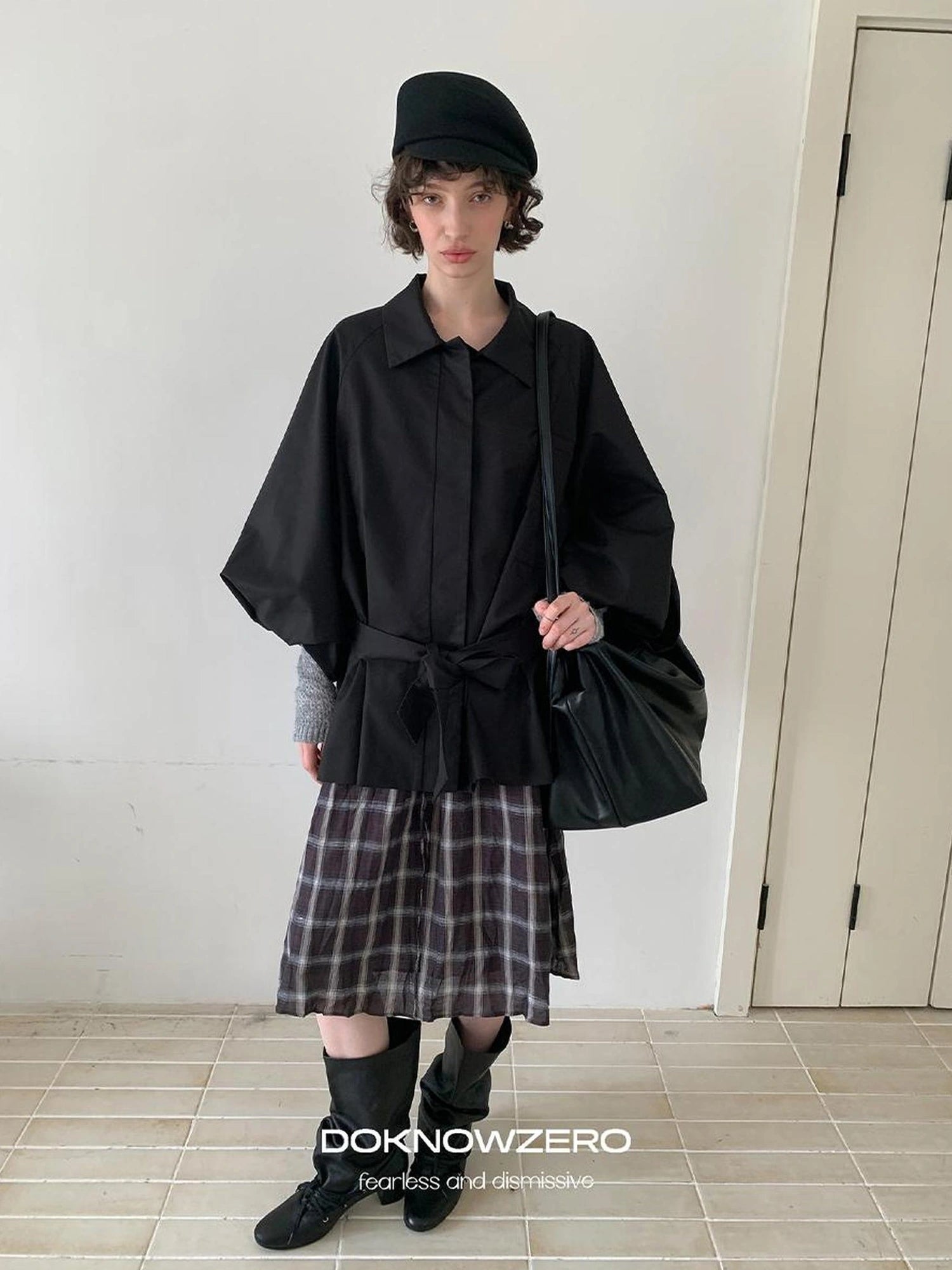 DKZ OFFICIAL Greek Aesthetic Lantern Sleeve Trench Coat