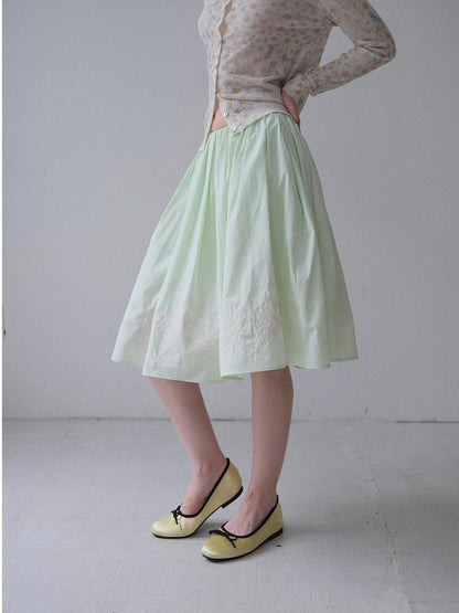 DKZ OFFICIAL Green Cross Embroidered Elastic Waist Women&