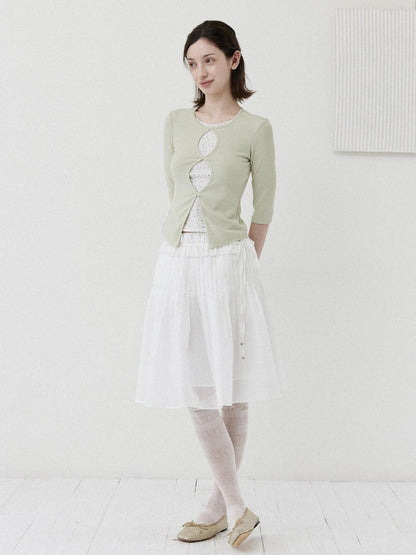 DKZ OFFICIAL Green Floral Cutout Knit Women&