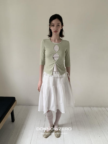 DKZ OFFICIAL Green Floral Cutout Knit Women&