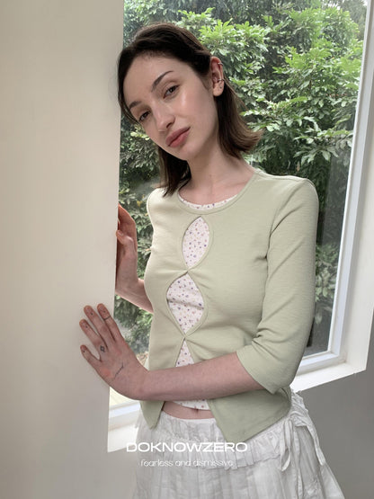 DKZ OFFICIAL Green Floral Cutout Knit Women&