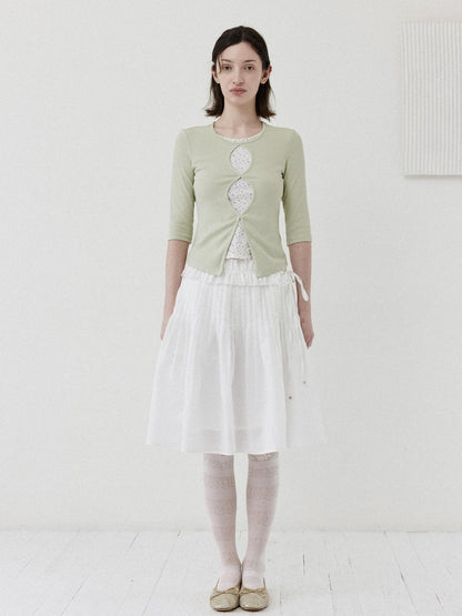 DKZ OFFICIAL Green Floral Cutout Knit Women&
