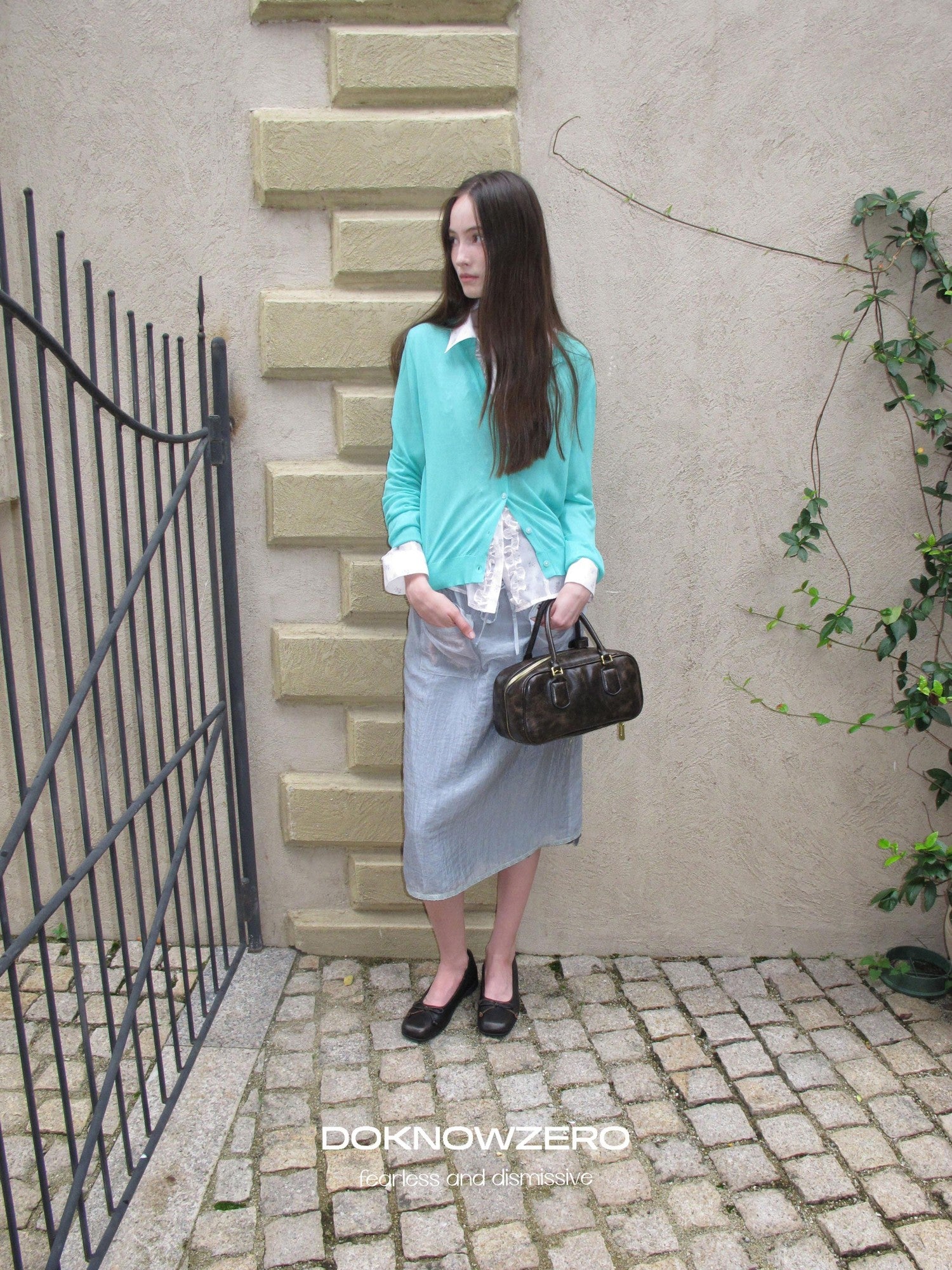 DKZ OFFICIAL Green Layering Buttoned Long Sleeve Women&