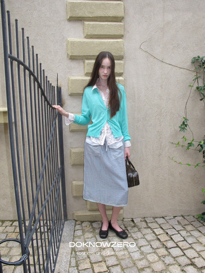 DKZ OFFICIAL Green Layering Buttoned Long Sleeve Women&