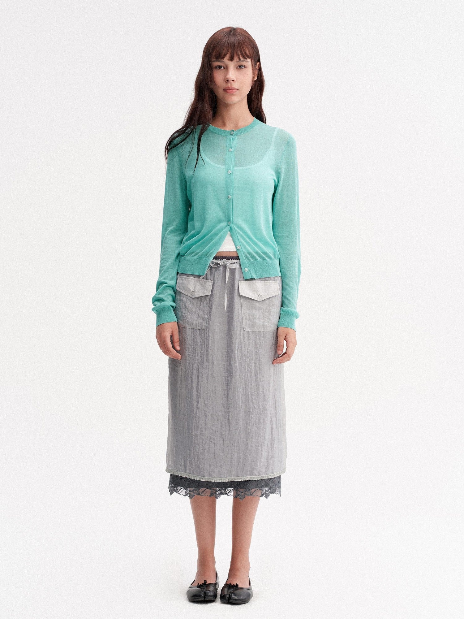 DKZ OFFICIAL Green Layering Buttoned Long Sleeve Women&