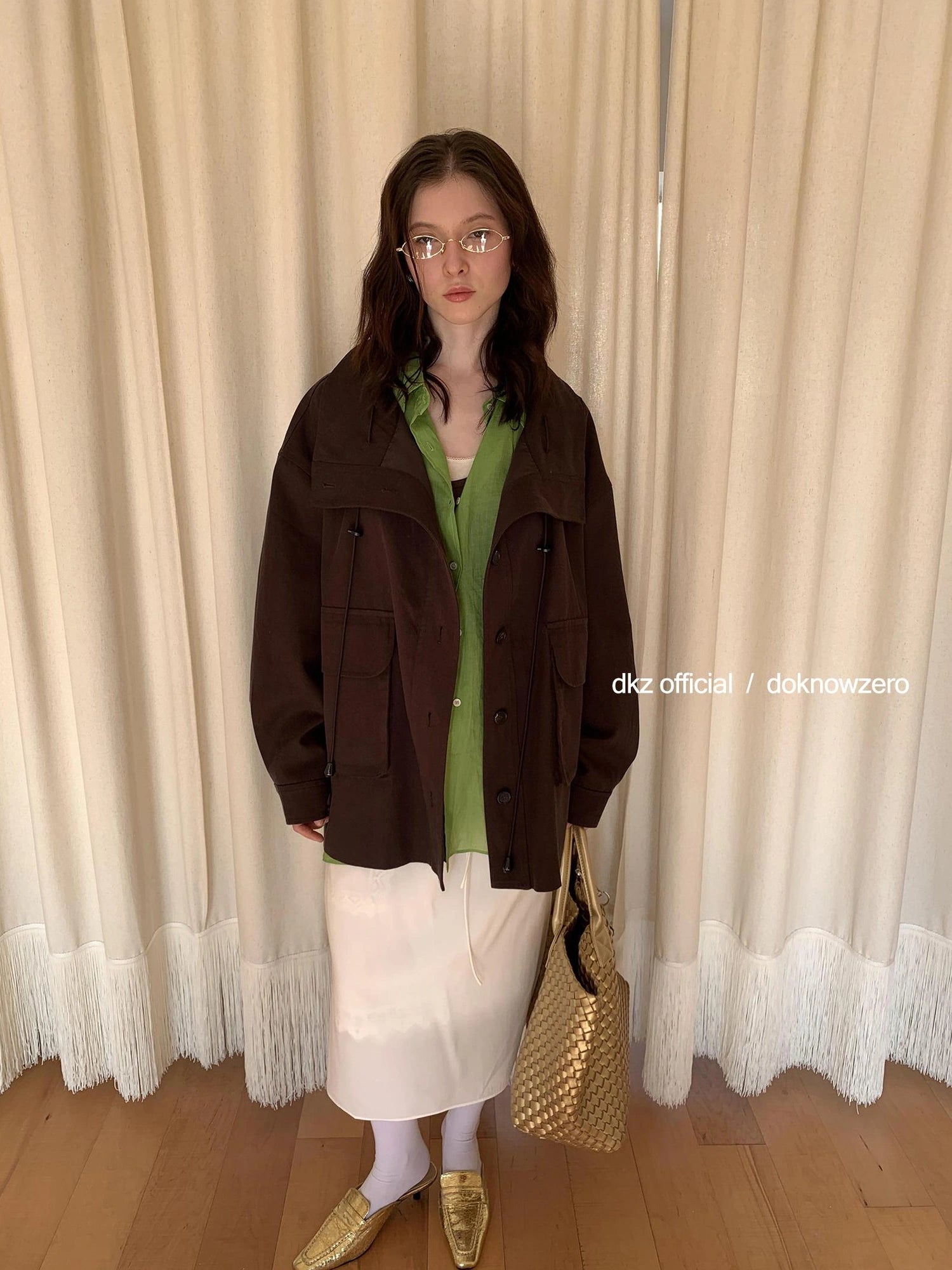 DKZ OFFICIAL Green Ramie Linen Shirt For Women Spring Lightweight Long-Sleeve Loose Fit Cover-Up