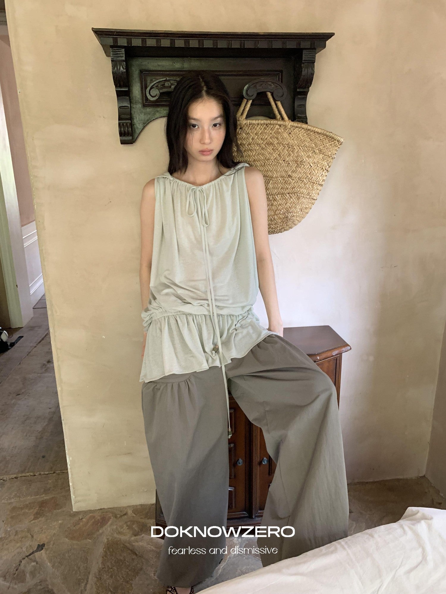 DKZ OFFICIAL Green Two Way Off Shoulder Relaxed Women&