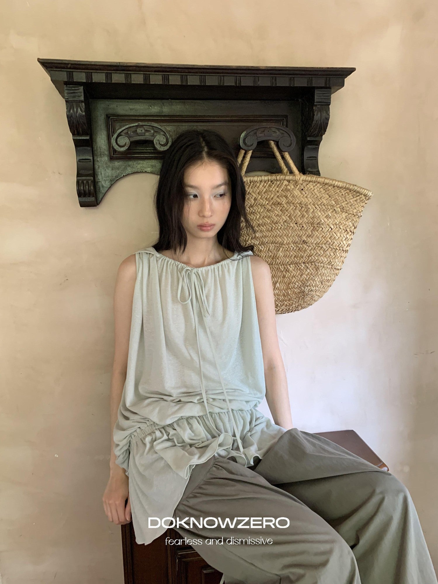 DKZ OFFICIAL Green Two Way Off Shoulder Relaxed Women&