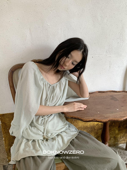 DKZ OFFICIAL Green Two Way Off Shoulder Relaxed Women&
