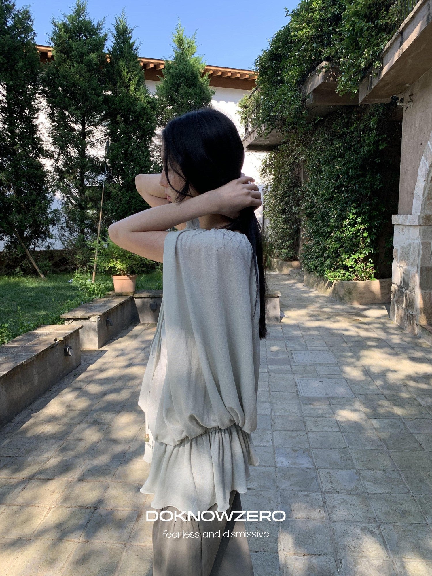 DKZ OFFICIAL Green Two Way Off Shoulder Relaxed Women&
