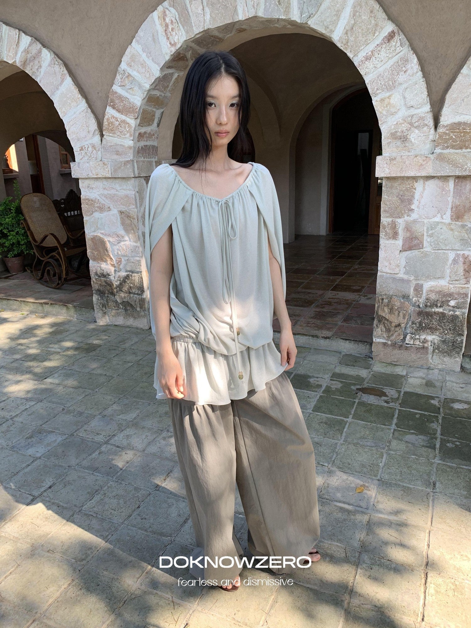 DKZ OFFICIAL Green Two Way Off Shoulder Relaxed Women&