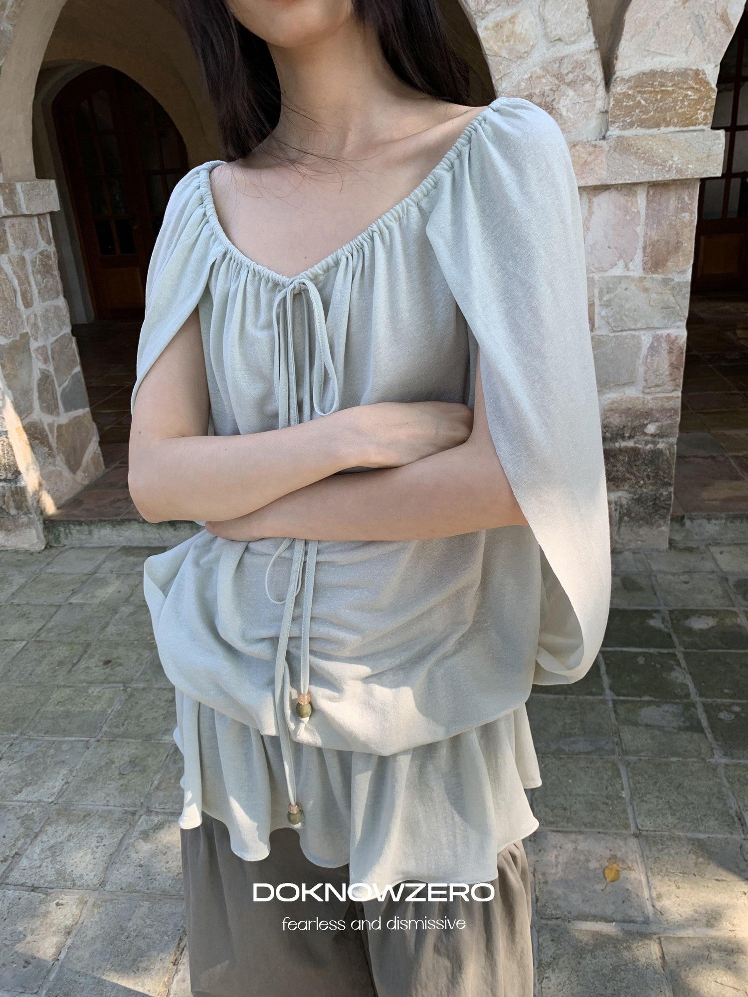 DKZ OFFICIAL Green Two Way Off Shoulder Relaxed Women&