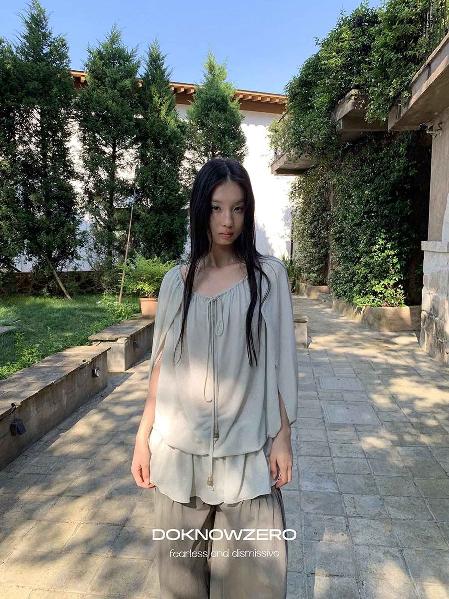 DKZ OFFICIAL Green Two Way Off Shoulder Relaxed Women&